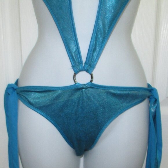 Turquoise Blue Metallic O-Ring 1 Pc Monokini - NEW - Picture 4 of 12